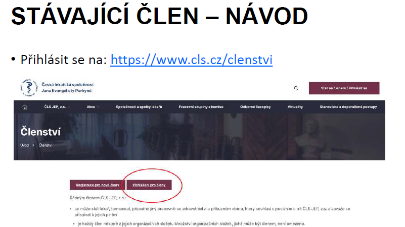 stavajici clen navod