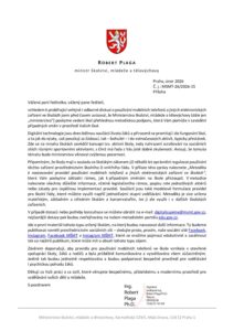 Dopis ministra školství o digitálních technologiích ve školách (Zdroj: Ing. Robert Plaga, PhD., Ministerstvo školství, mládeže a tělovýchovy)