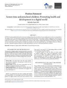 Kanadská doporučení předškoláci (Canadian Paediatric Society)