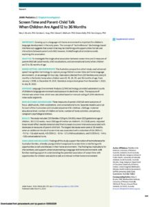 Screen Time and Parent-Child Talk When Children Are Aged 12 to 36 Months (Brushe 2024)
